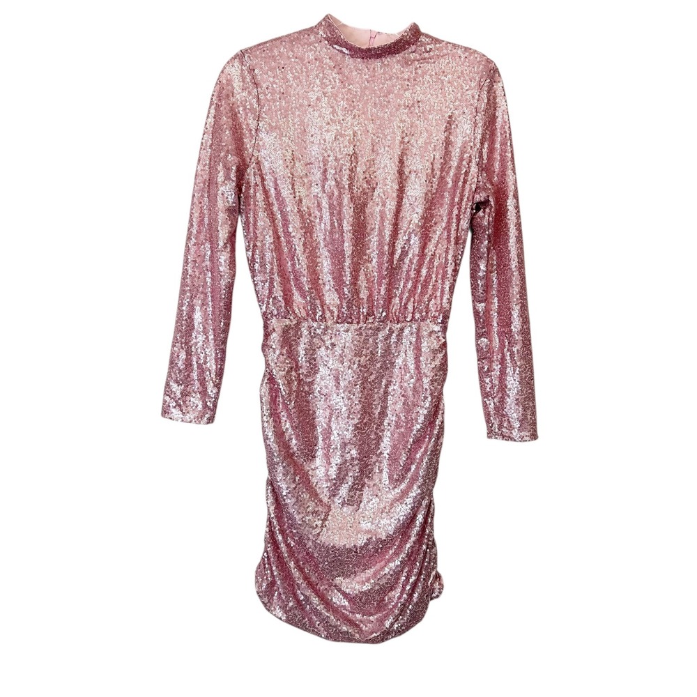NEW Club London Pink Sequin Dress Pink Women's Size 6 US Long Sleeve Swifty Glam